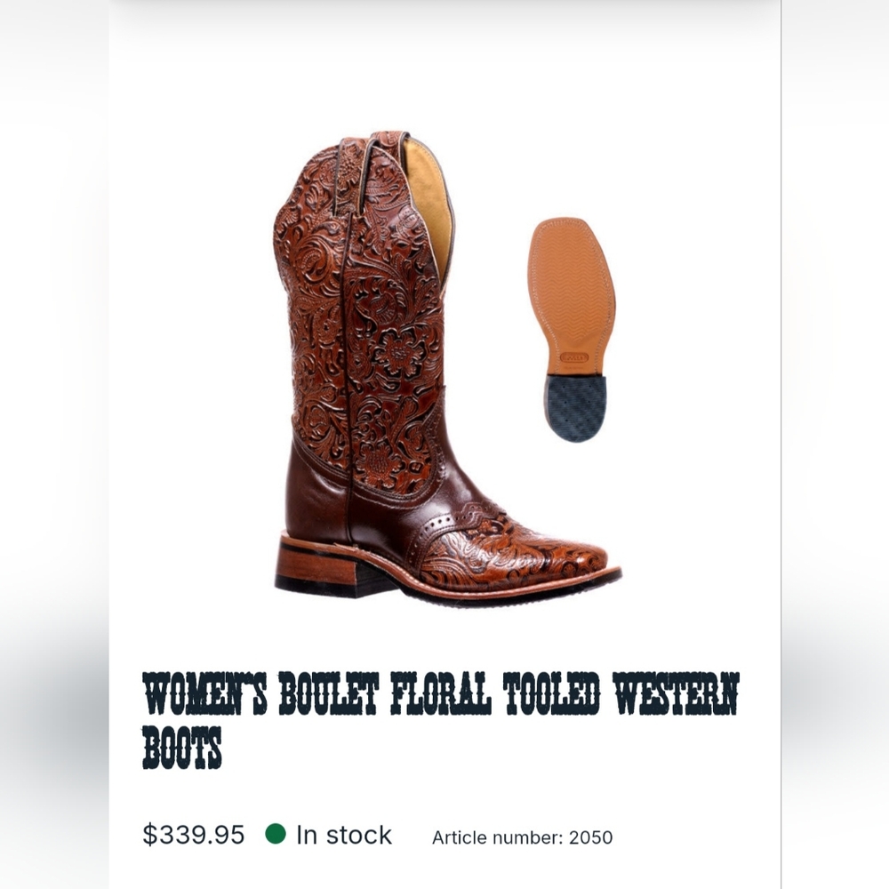 Boulet Tooled Cowboy Boots